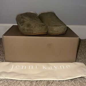 Jenni Kayne Shearling Lines Moccasin Clog in Laurel, Size 39